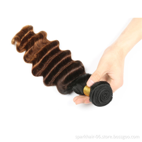 10A Virgin Human Hair Loose Deep 3 Bundles Wholesale Price Ombre Deep Curly 1B/4/30 Remy Brazilian Hair Weave Extensions